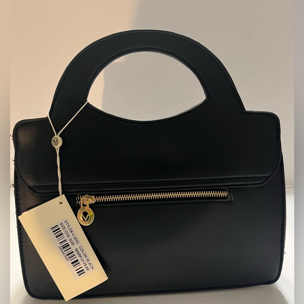 Valentino Orlandi Leather Top Handle Black Crossbody Bag V-2002 - Picture 5 of 11